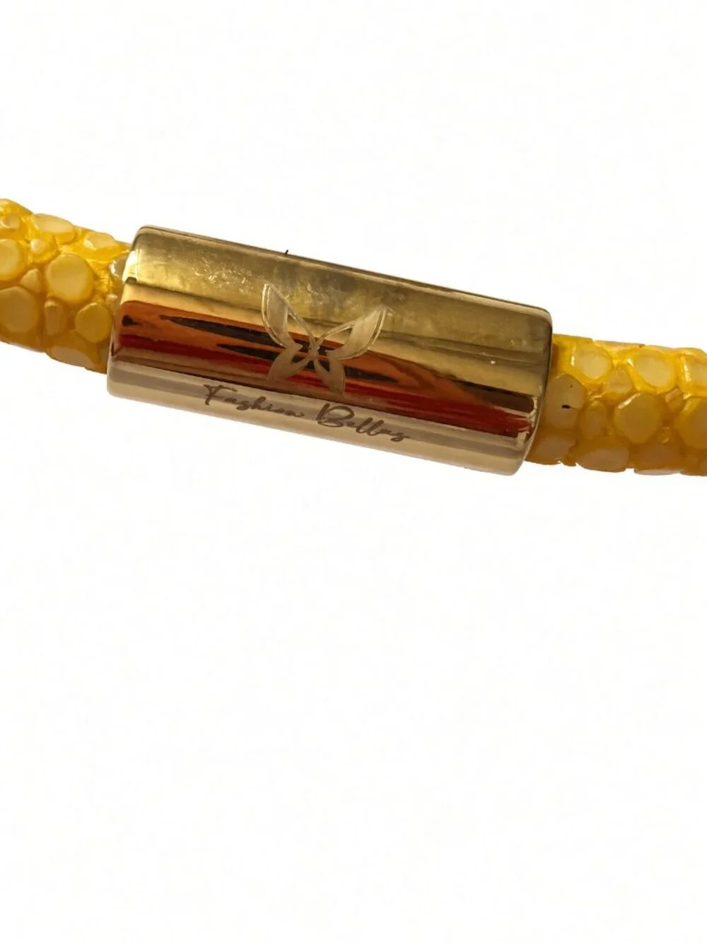 Stingray Leather Nail Bracelet Yellow